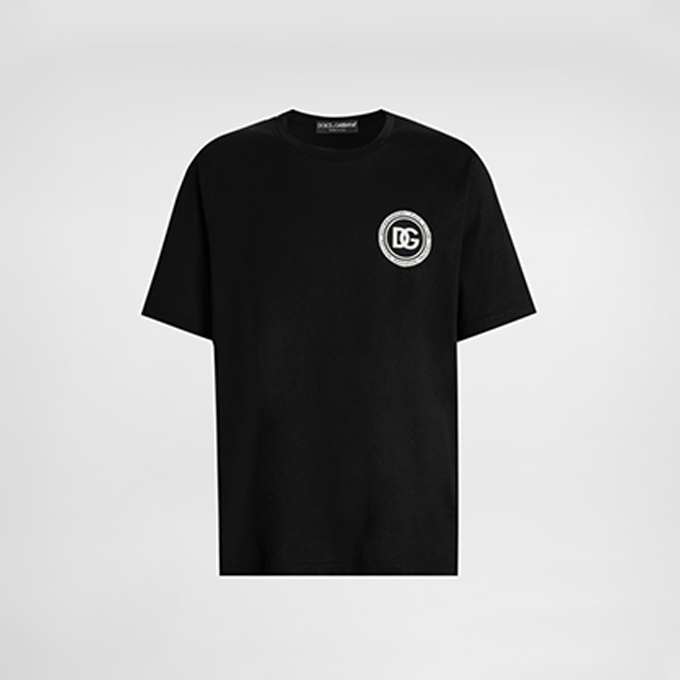 dolce & gabbana circular dg logo print cotton t shirt